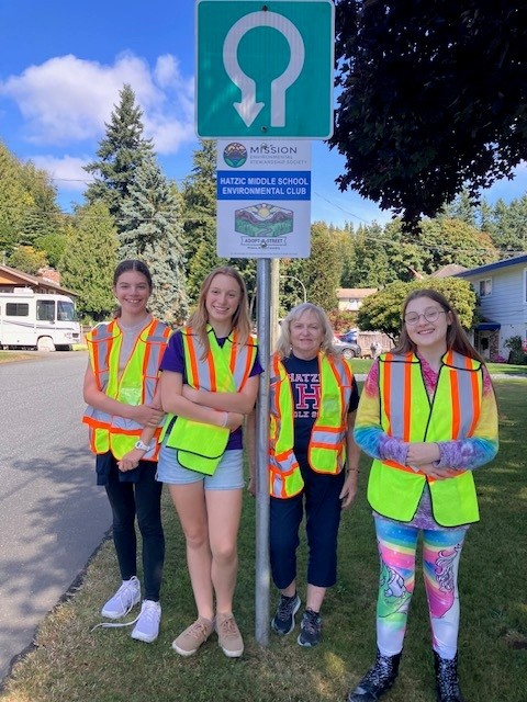 HMS Environmental Club earns 'Adopt-a-Block' sign!