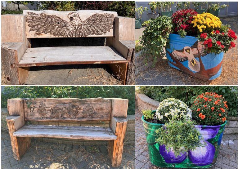 Courtyard Benches and Flowering Plants